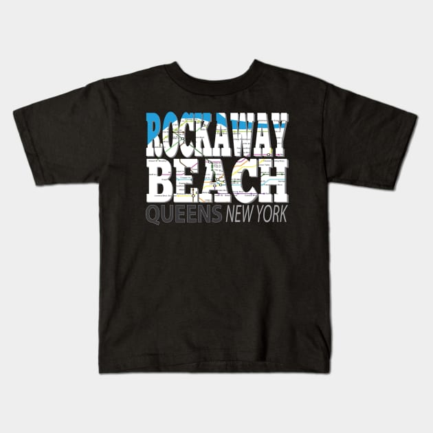 Fun Cool Rockaway Beach Queens New York with Subway Map Kids T-Shirt by Envision Styles